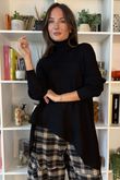 Bowie Asymmetric Turtle Neck Ribby Knit Black
